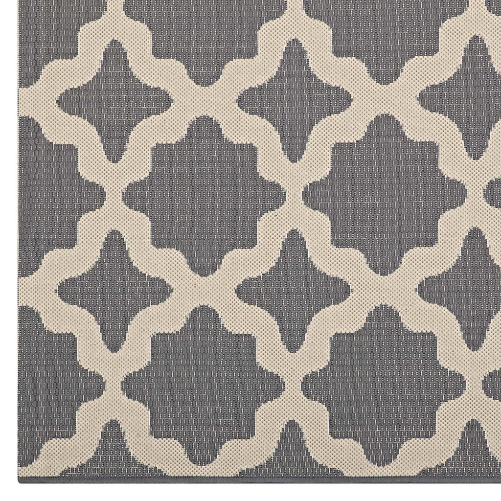 Cerelia Moroccan Trellis 5x8 Indoor and Outdoor Area Rug in Gray and Beige