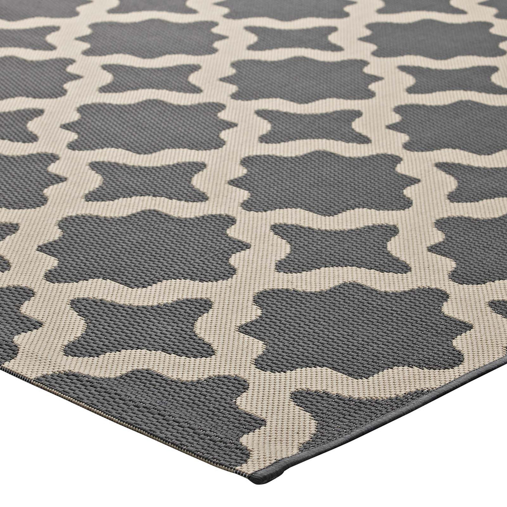 Cerelia Moroccan Trellis 5x8 Indoor and Outdoor Area Rug in Gray and Beige