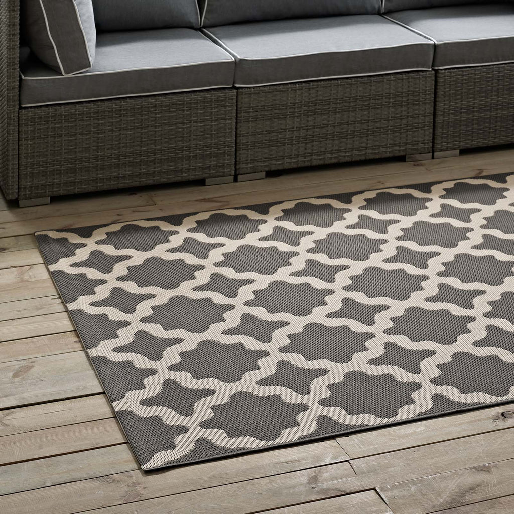 Cerelia Moroccan Trellis 5x8 Indoor and Outdoor Area Rug in Gray and Beige