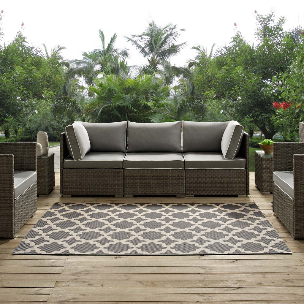 Cerelia Moroccan Trellis 5x8 Indoor and Outdoor Area Rug in Gray and Beige