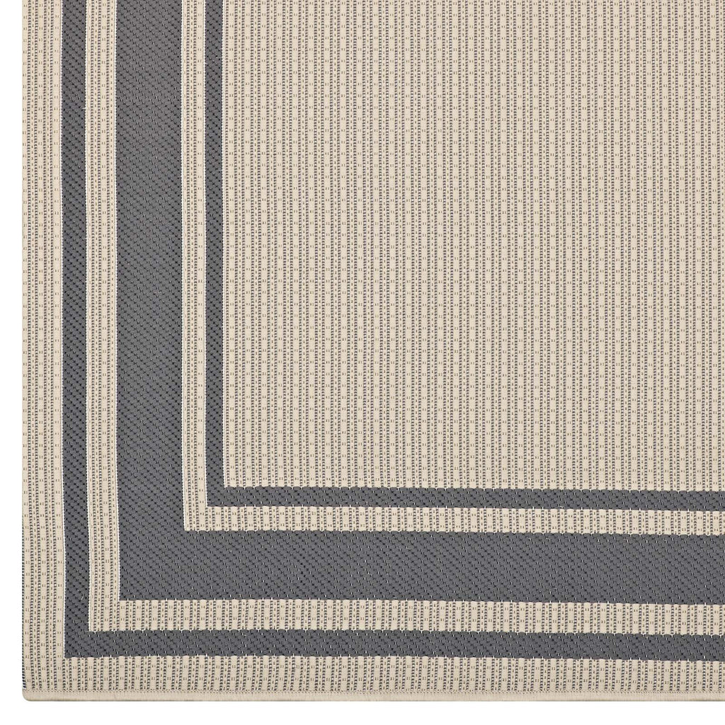 Rim Solid Border 8x10 Indoor and Outdoor Area Rug in Gray and Beige