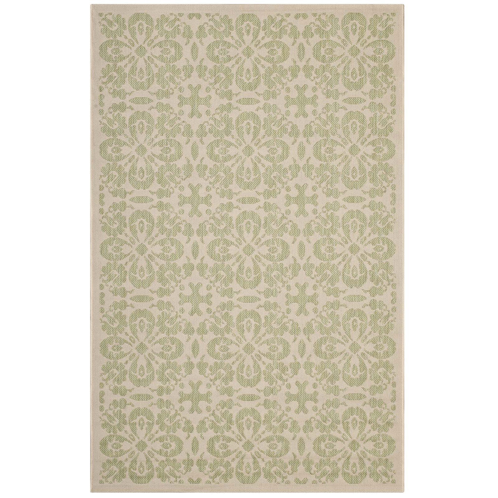 Ariana Vintage Floral Trellis 8x10 Indoor and Outdoor Area Rug in Light Green and Beige