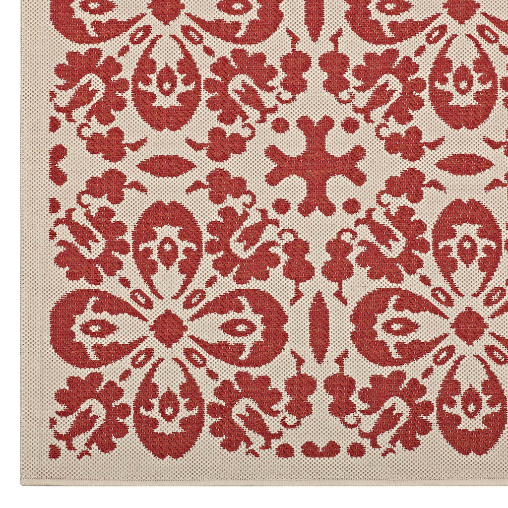 Ariana Vintage Floral Trellis 8x10 Indoor and Outdoor Area Rug in Red and Beige