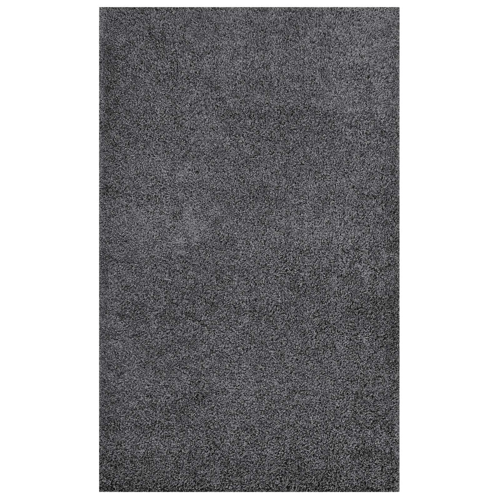 Enyssa Solid 5x8 Shag Area Rug in Dark Gray