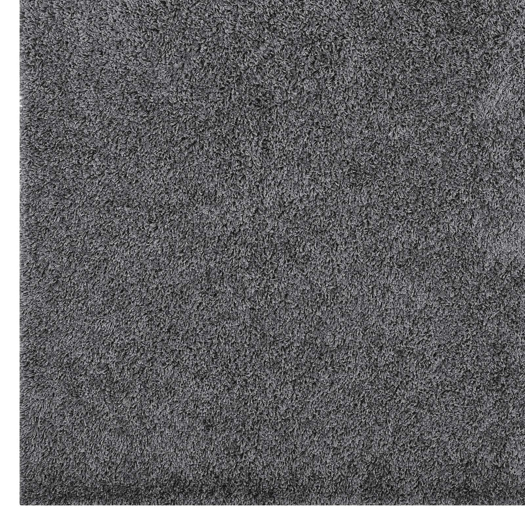 Enyssa Solid 5x8 Shag Area Rug in Dark Gray