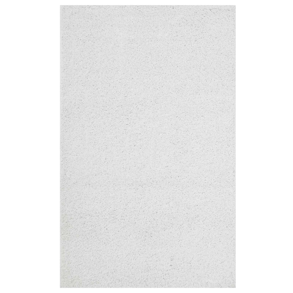 Enyssa Solid 5x8 Shag Area Rug in Ivory White