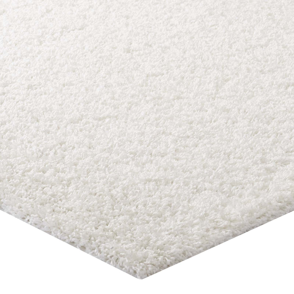 Enyssa Solid 5x8 Shag Area Rug in Ivory White