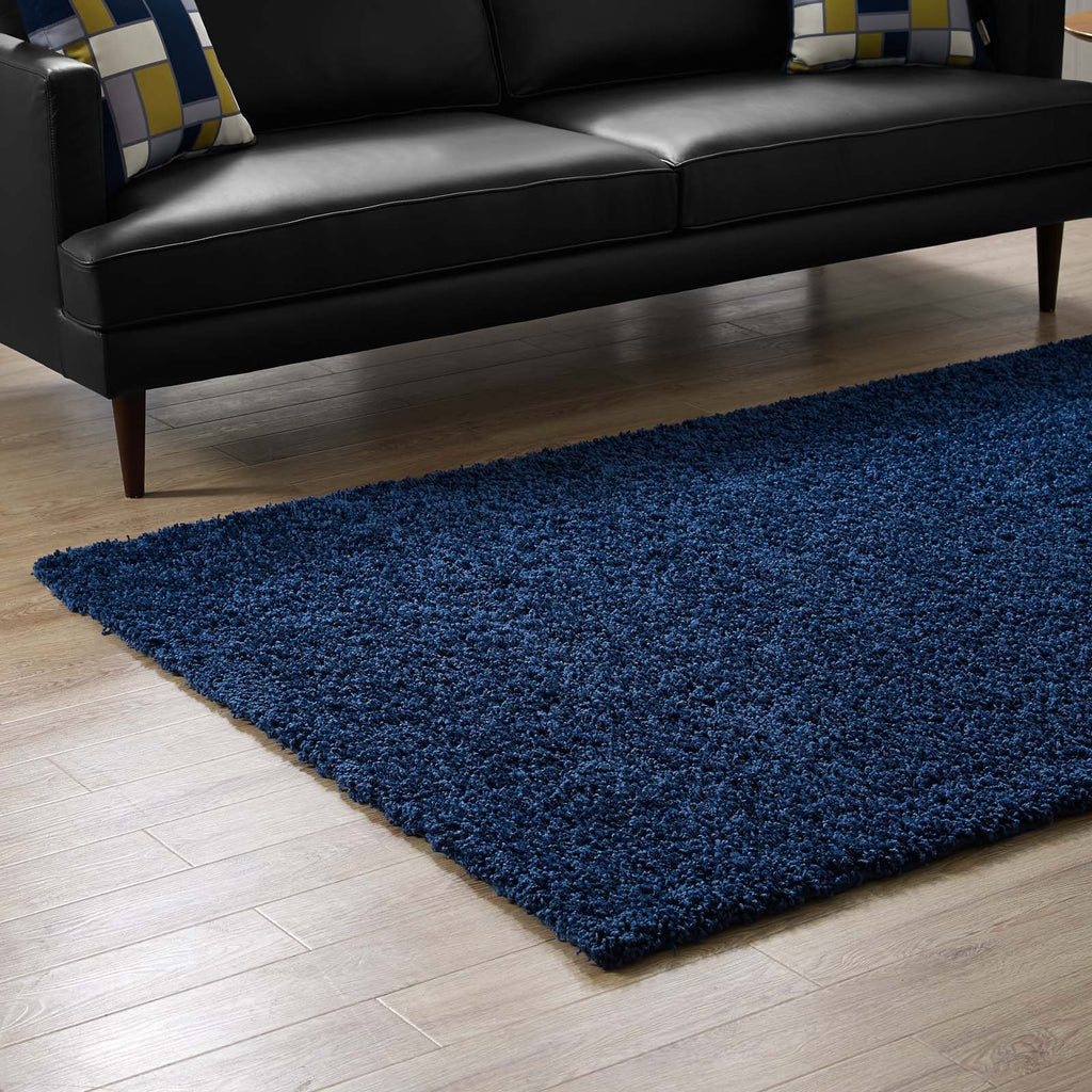 Enyssa Solid 5x8 Shag Area Rug in Navy