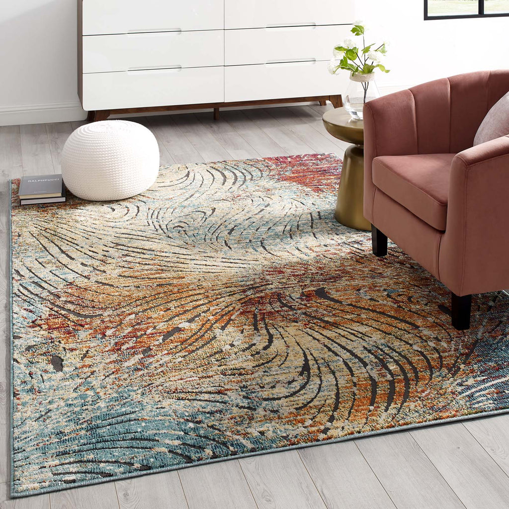 Tribute Ember Contemporary Modern Vintage Mosaic 5x8 Area Rug