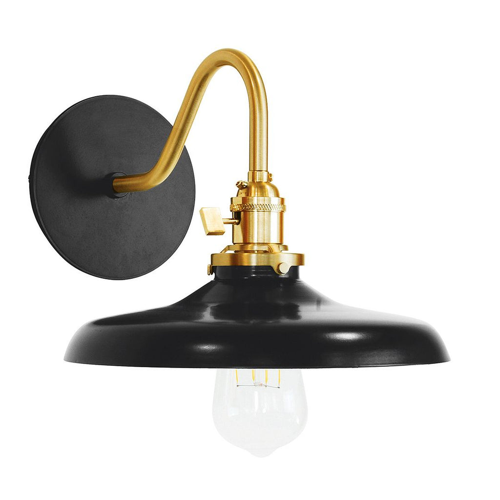 Uno 10" Wall Sconce, Black With Brushed Brass Hardware - SCL401-41-91