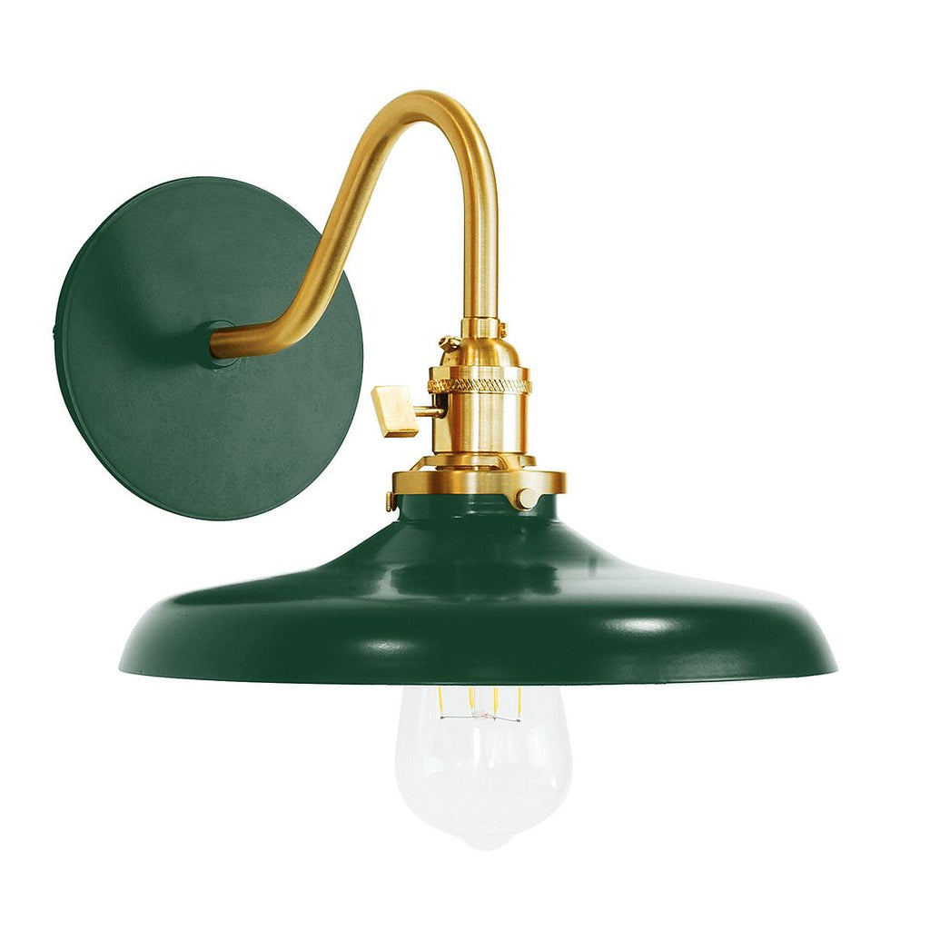 Uno 10" Wall Sconce, Forest Green With Brushed Brass Hardware - SCL401-42-91