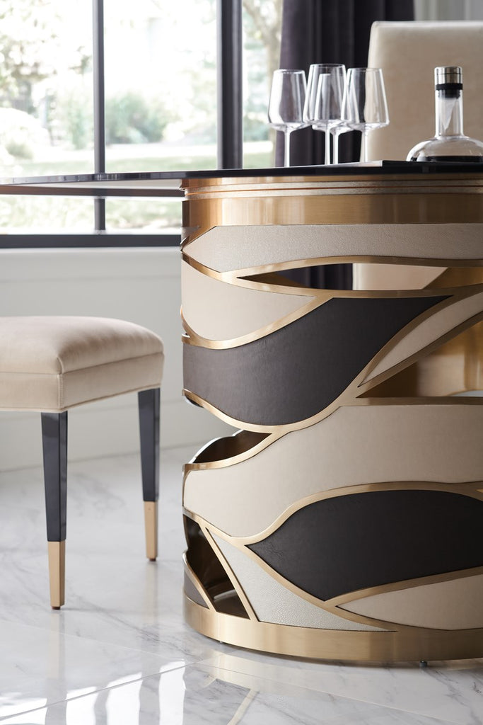 The Masters Dining Side Chair - Chocolate Truffle, Brushed Gold