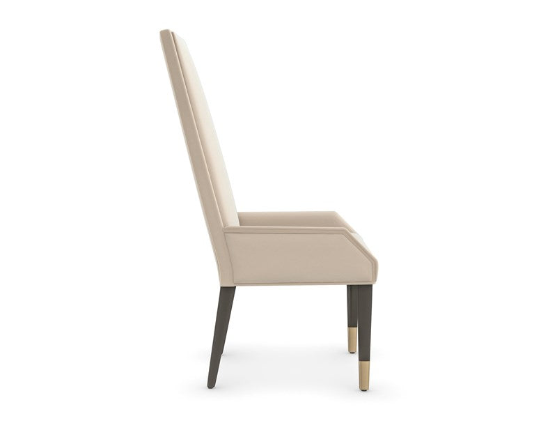 The Masters Dining Arm Chair - Chocolate Truffle, Brushed Gold