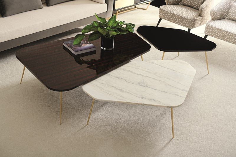 The Geo Modern Cocktail Table - Natural Ebony, Urban Brass