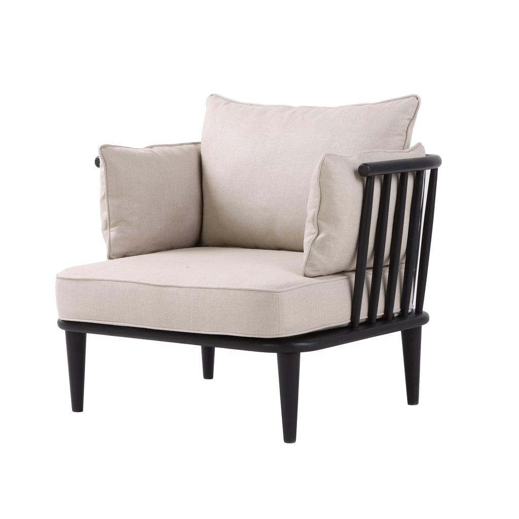 Marina Club Chair - Light Linen/Black Frame