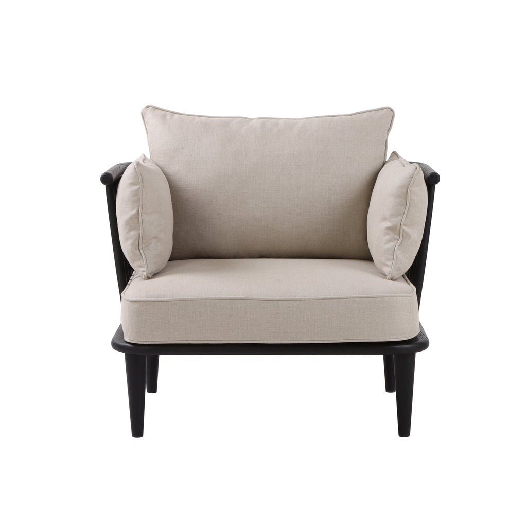 Marina Club Chair - Light Linen/Black Frame