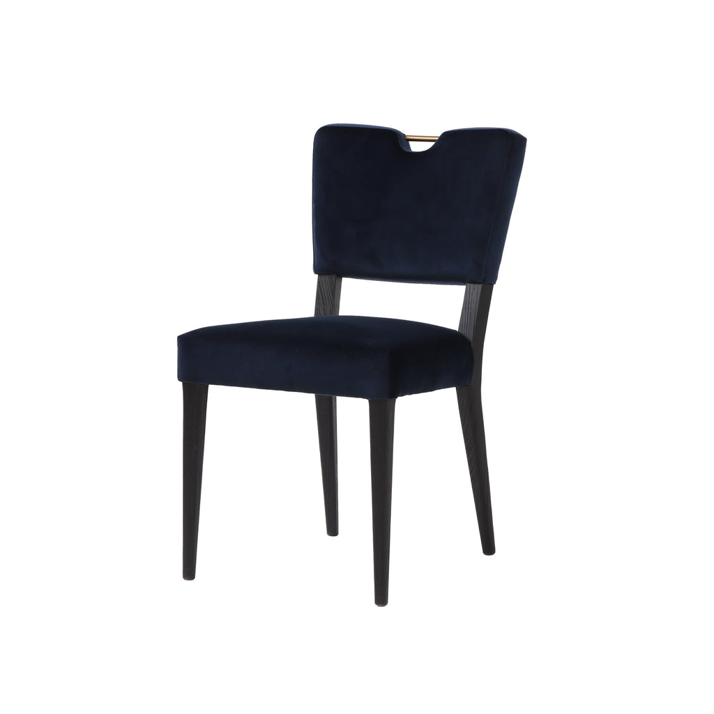 Luella Dining Chair - Navy Velvet/Black Legs - Set of 2