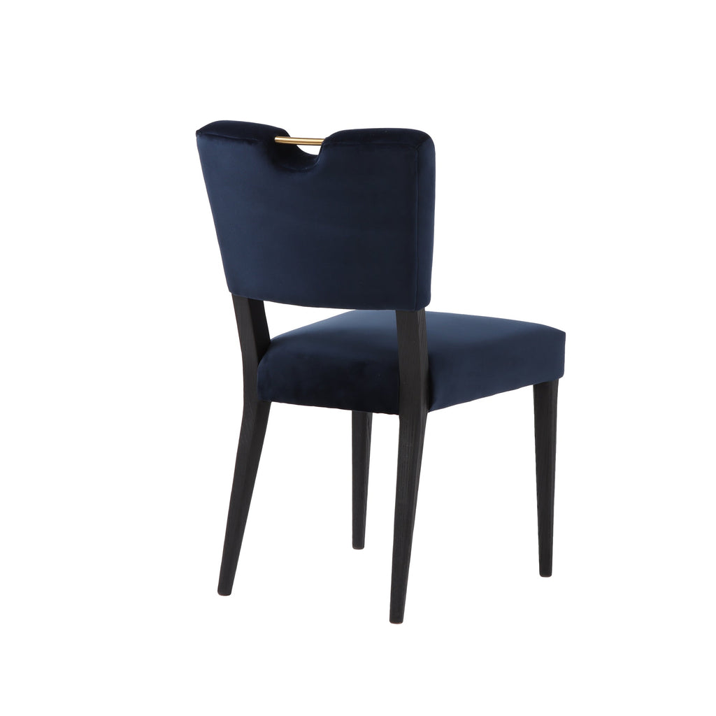 Luella Dining Chair - Navy Velvet/Black Legs - Set of 2