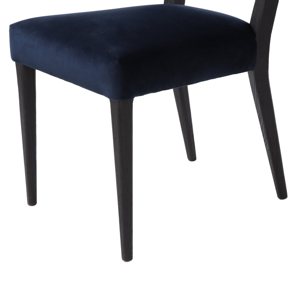 Luella Dining Chair - Navy Velvet/Black Legs - Set of 2