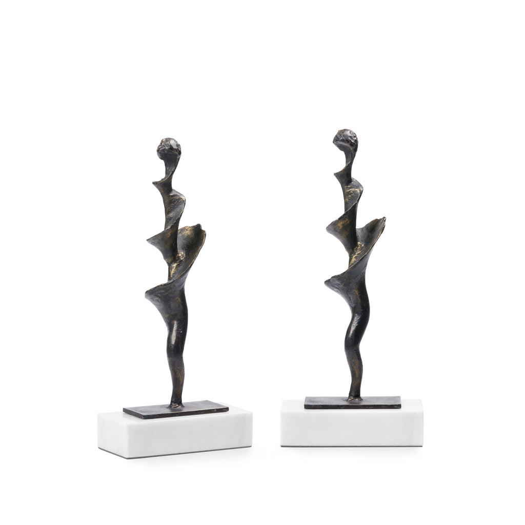 Spiral Small Statue Set of 2 - Bronze Finish