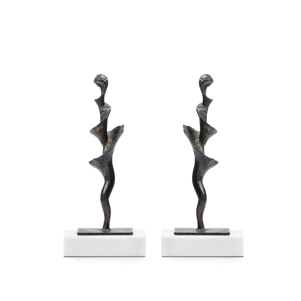 Spiral Small Statue Set of 2 - Bronze Finish