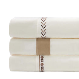 350 TC Cream Sheet Set with Arrow Embroidery, Queen