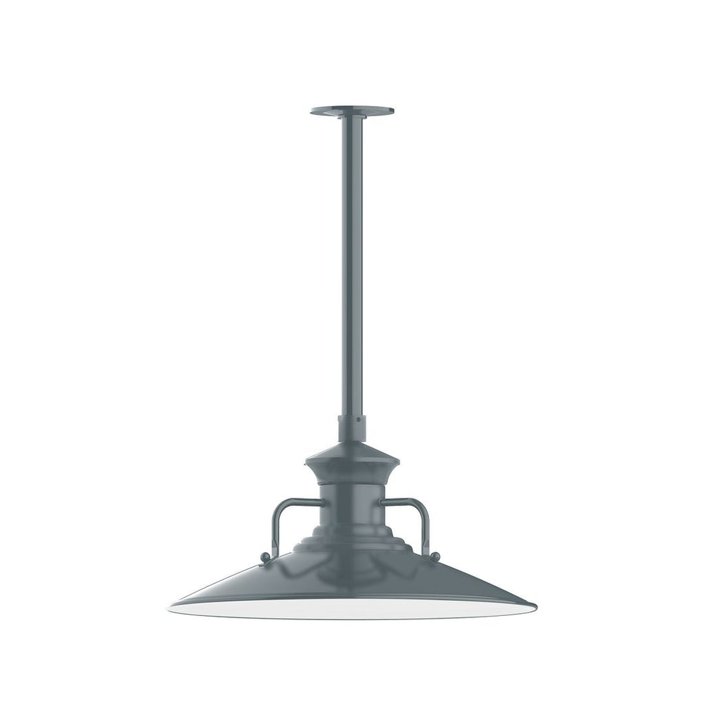 18" Homestead Shade, Stem Mount Pendant With Canopy, Slate Gray - STB143-40-T36