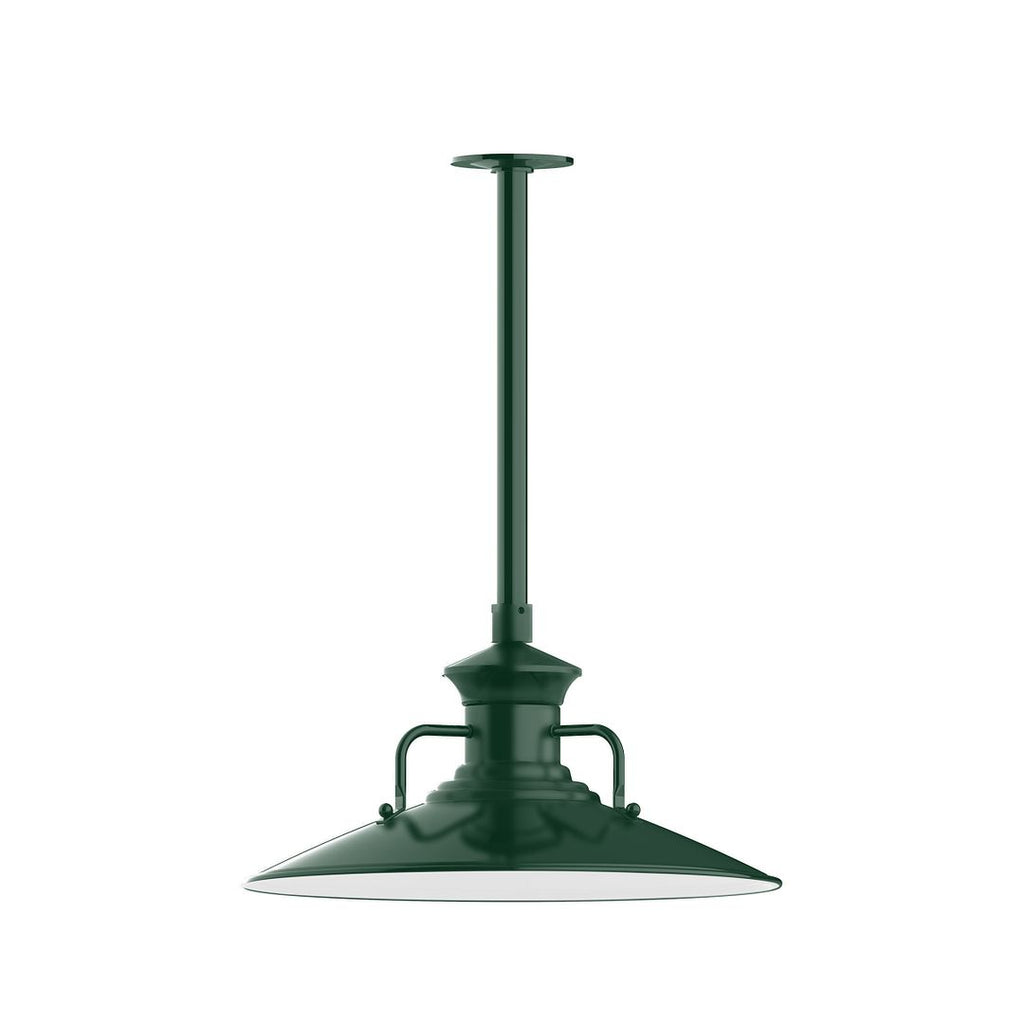 18" Homestead Shade, Stem Mount Pendant With Canopy, Forest Green - STB143-42-T36