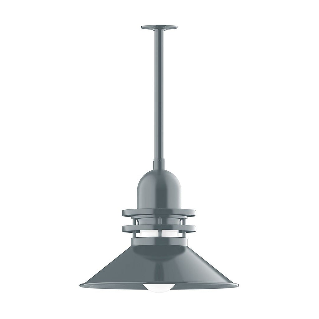 18" Atomic Shade, Stem Mount Pendant With Canopy, Slate Gray - STB151-40-T36