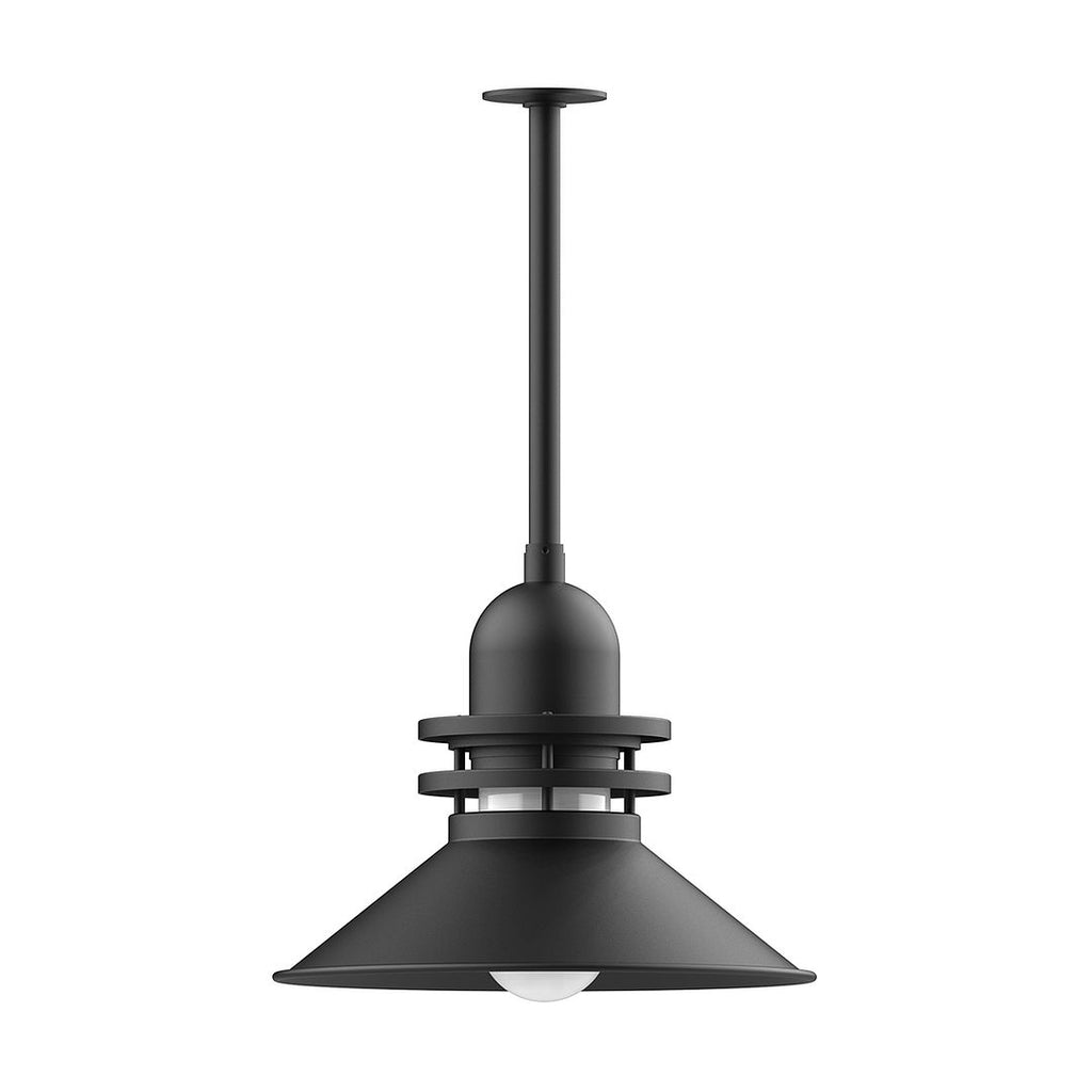18" Atomic Shade, Stem Mount Pendant With Canopy, Black - STB151-41-T36