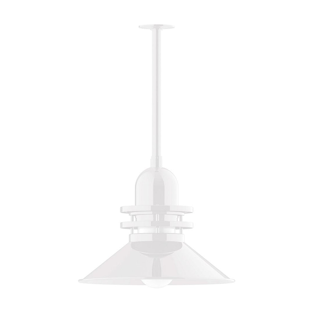 18" Atomic Shade, Stem Mount Pendant With Canopy, White - STB151-44-T36