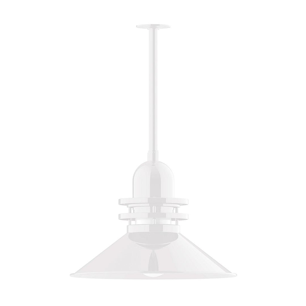 20" Atomic Shade, Stem Mount Pendant With Canopy, White - STB152-44-T36