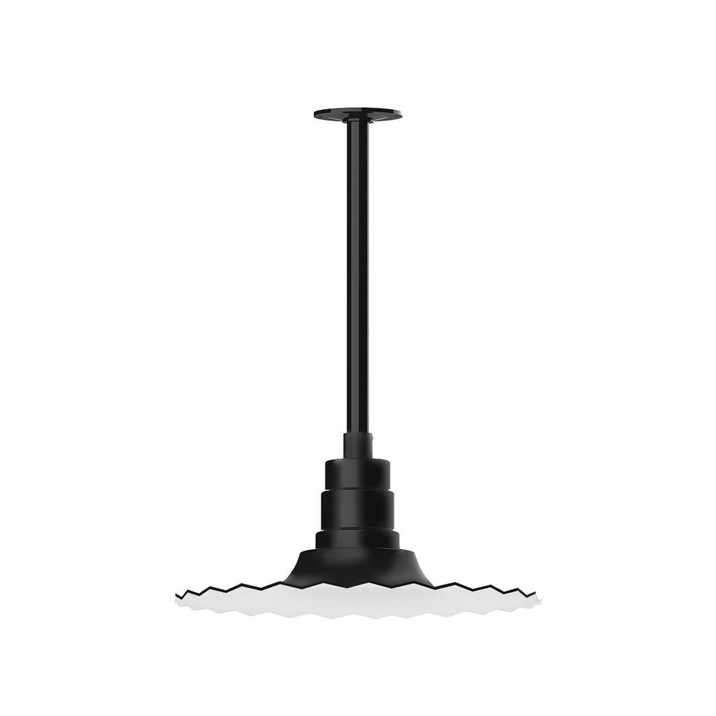 16" Radial Shade, Stem Mount Pendant With Canopy, Black - STB159-41