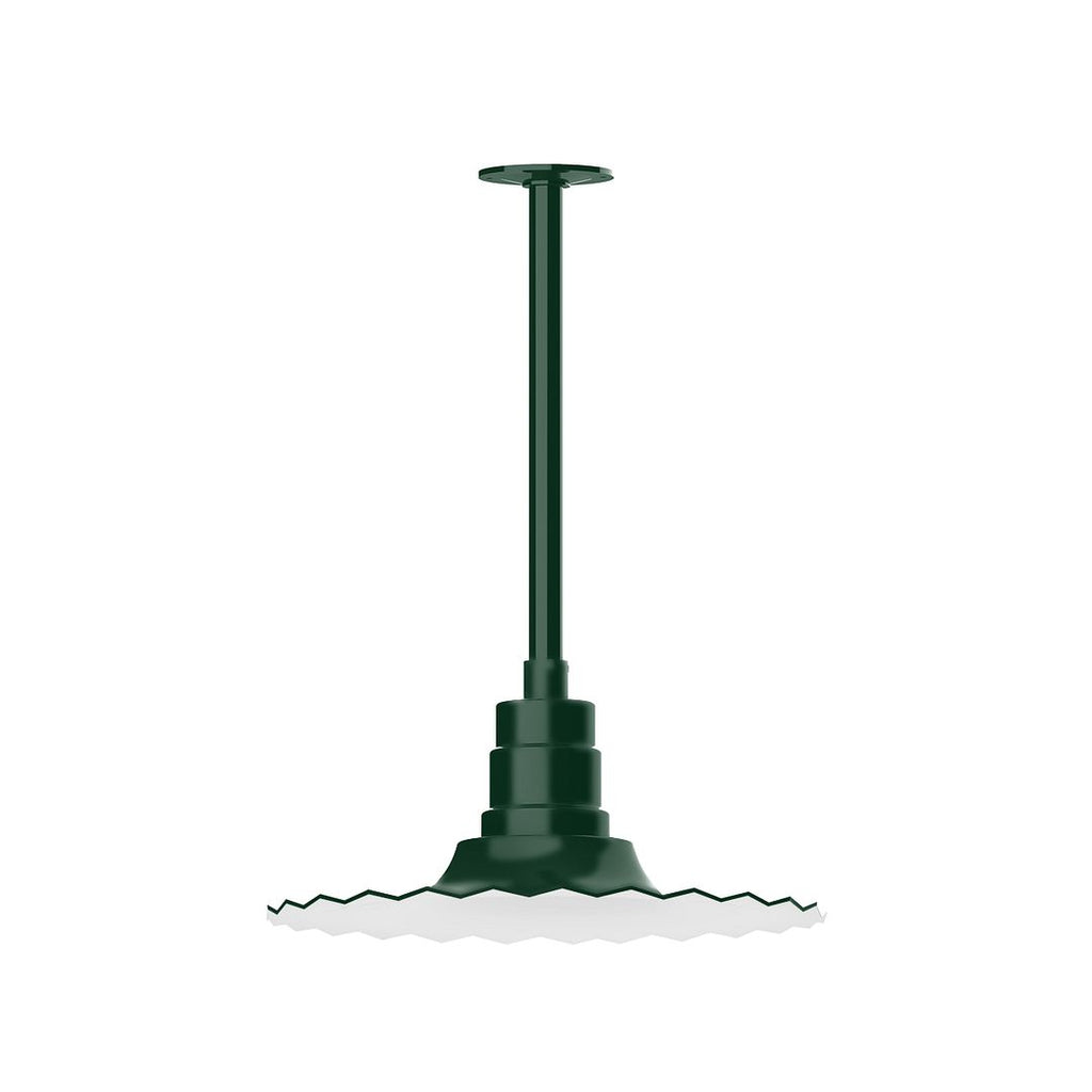 16" Radial Shade, Stem Mount Pendant With Canopy, Forest Green - STB159-42-T36