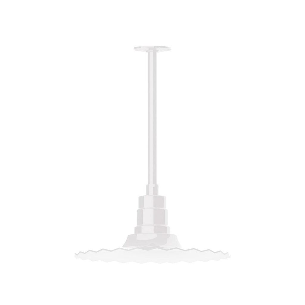 16" Radial Shade, Stem Mount Pendant With Canopy, White - STB159-44-T36