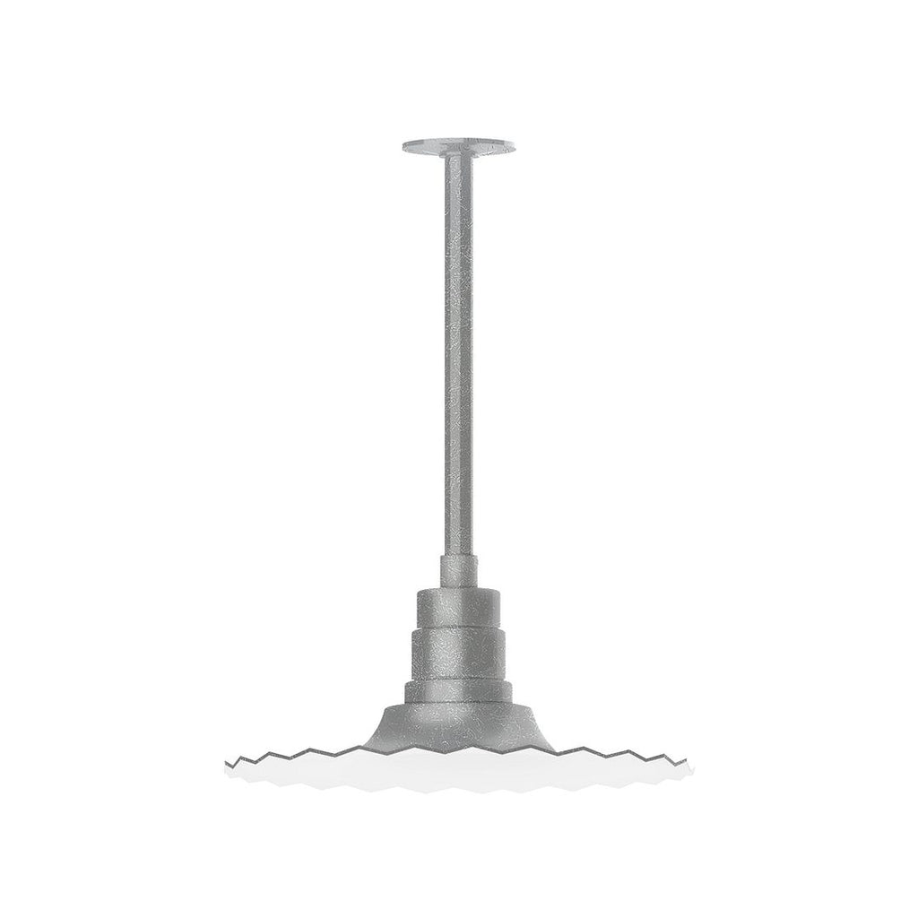 16" Radial Shade, Stem Mount Pendant With Canopy, Painted Galvanized - STB159-49-T36