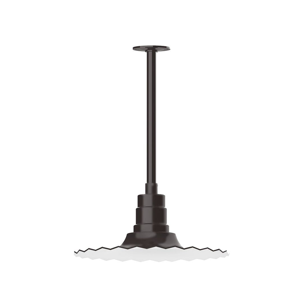 16" Radial Shade, Stem Mount Pendant With Canopy, Architectural Bronze - STB159-51-T36