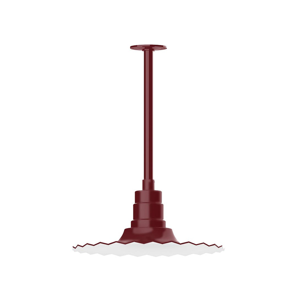 16" Radial Shade, Stem Mount Pendant With Canopy, Barn Red - STB159-55-T36