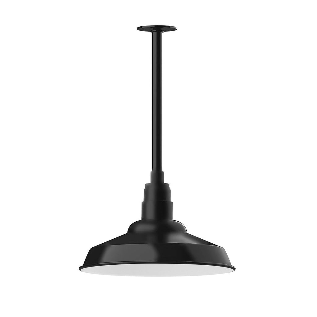 16" Warehouse Shade, Stem Mount Pendant With Canopy, Black - STB184-41-T36