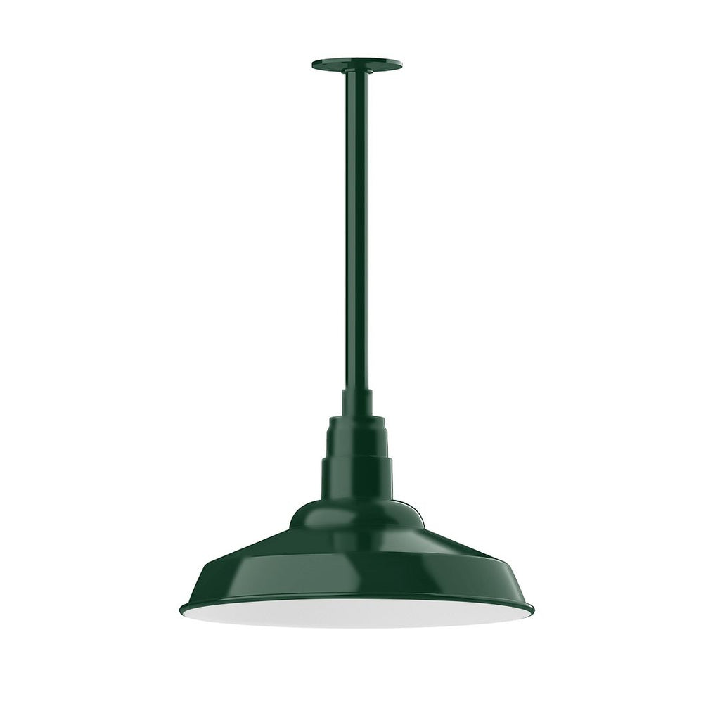 16" Warehouse Shade, Stem Mount Pendant With Canopy, Forest Green - STB184-42-T36