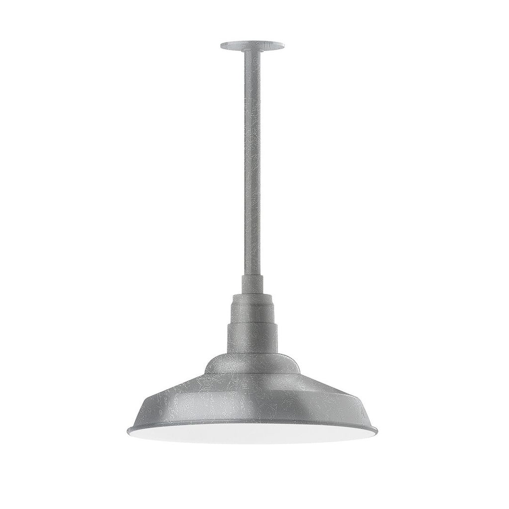 16" Warehouse Shade, Stem Mount Pendant With Canopy, Painted Galvanized - STB184-49-T36