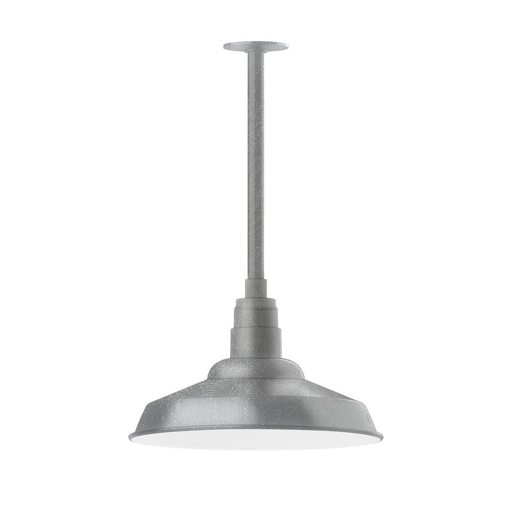 16" Warehouse Shade, Stem Mount Pendant With Canopy, Painted Galvanized - STB184-49-T24