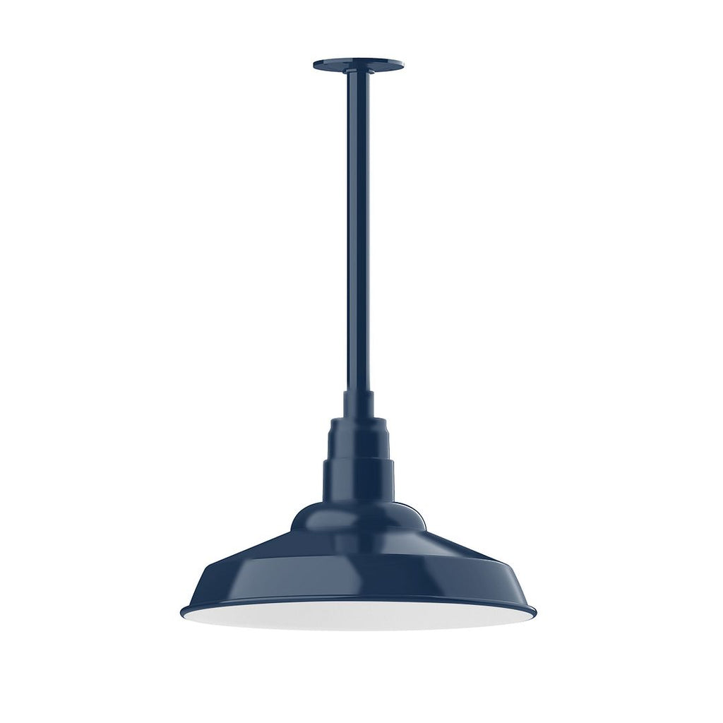 16" Warehouse Shade, Stem Mount Pendant With Canopy, Navy - STB184-50-T36