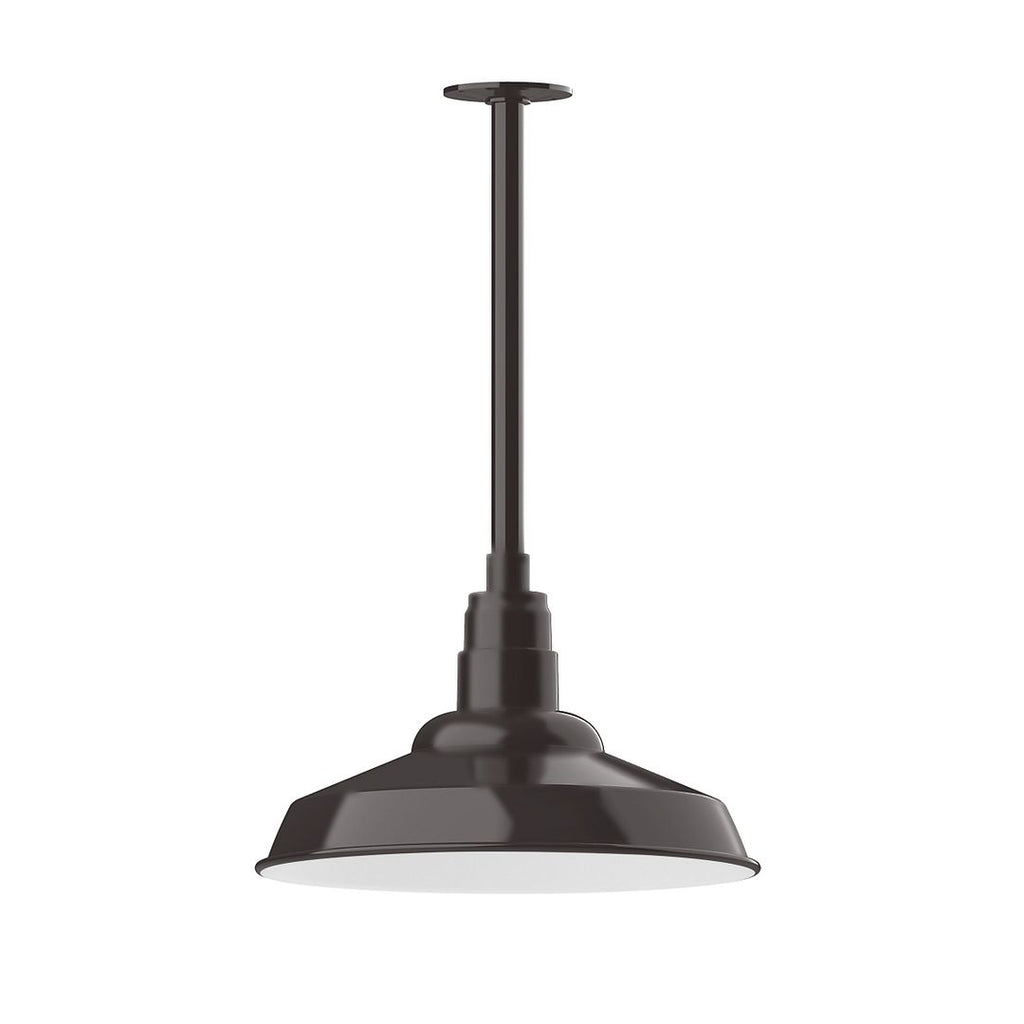16" Warehouse Shade, Stem Mount Pendant With Canopy, Architectural Bronze - STB184-51-T36