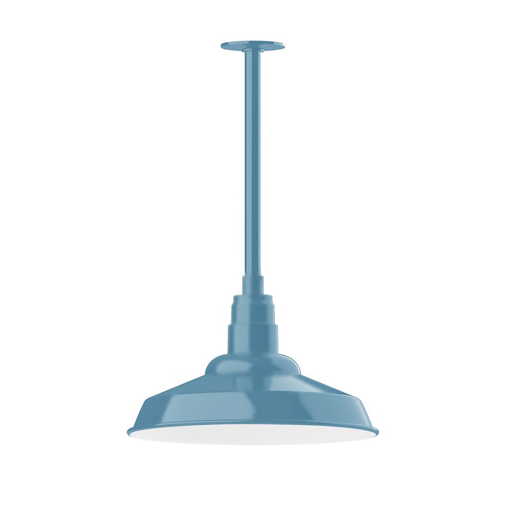 16" Warehouse Shade, Stem Mount Pendant With Canopy, Light Blue - STB184-54-T36