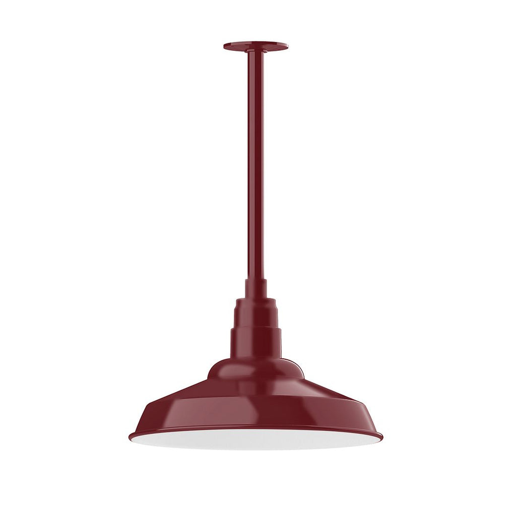 16" Warehouse Shade, Stem Mount Pendant With Canopy, Barn Red - STB184-55-T36