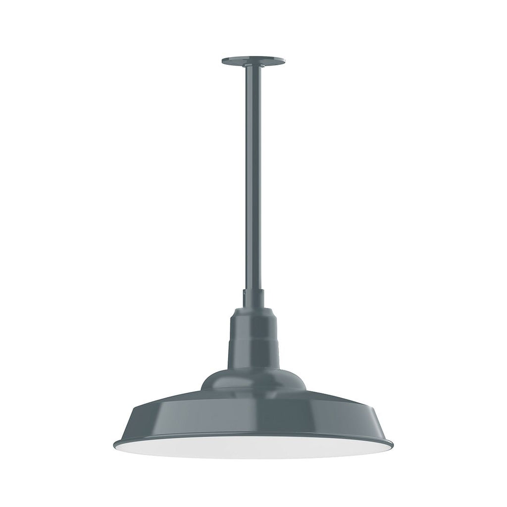 18" Warehouse Shade, Stem Mount Pendant With Canopy, Slate Gray - STB185-40-T36