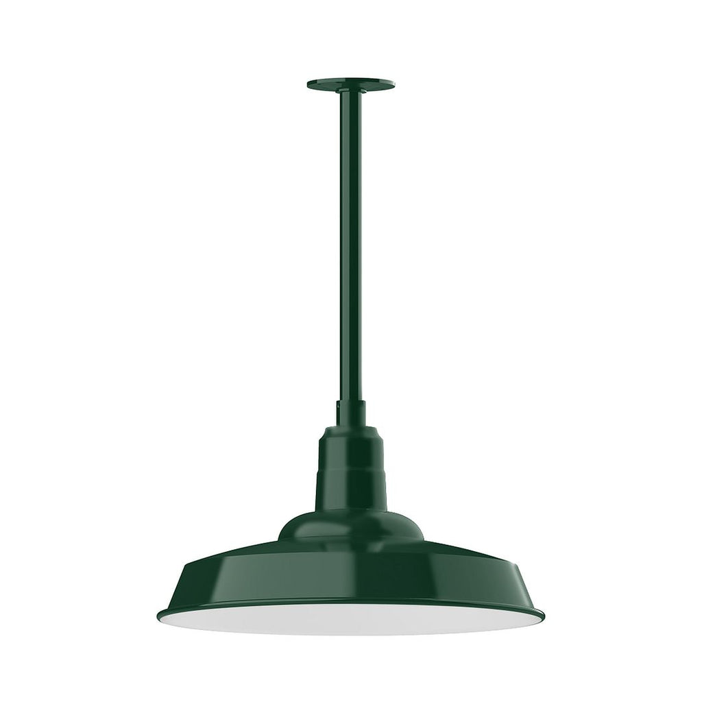 18" Warehouse Shade, Stem Mount Pendant With Canopy, Forest Green - STB185-42-T36