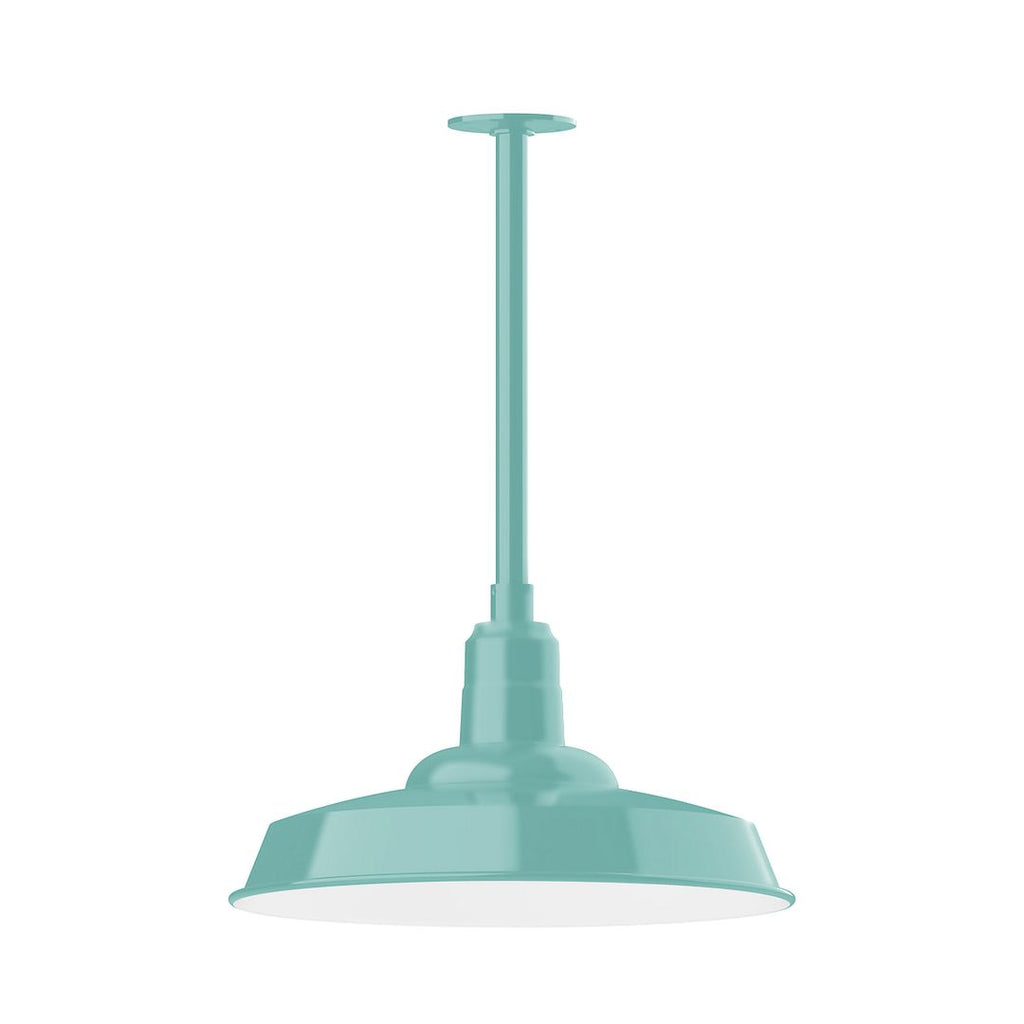 18" Warehouse Shade, Stem Mount Pendant With Canopy, Sea Green - STB185-48-T36