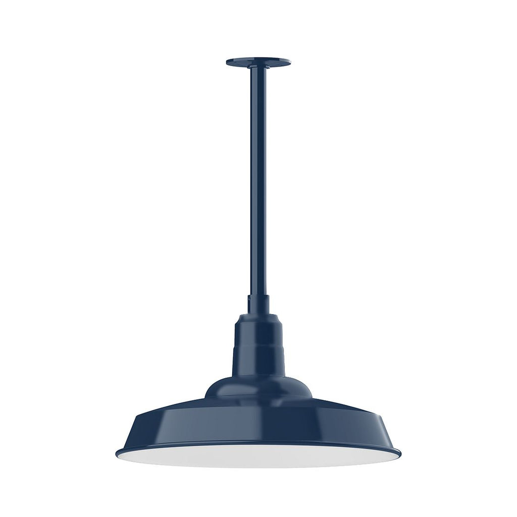 18" Warehouse Shade, Stem Mount Pendant With Canopy, Navy - STB185-50-T36
